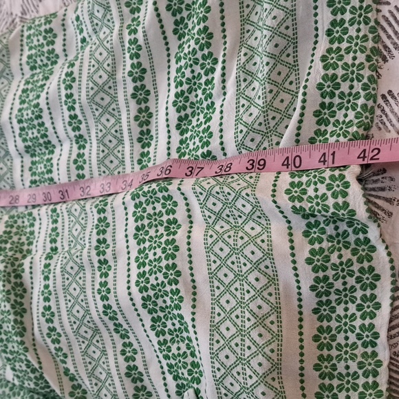 Ann Taylor midi wrap puff sleeve peasant dress green floral stripe embroidery 4P - Picture 16 of 17
